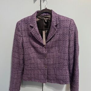 Tahari Plum Tweed Blazer